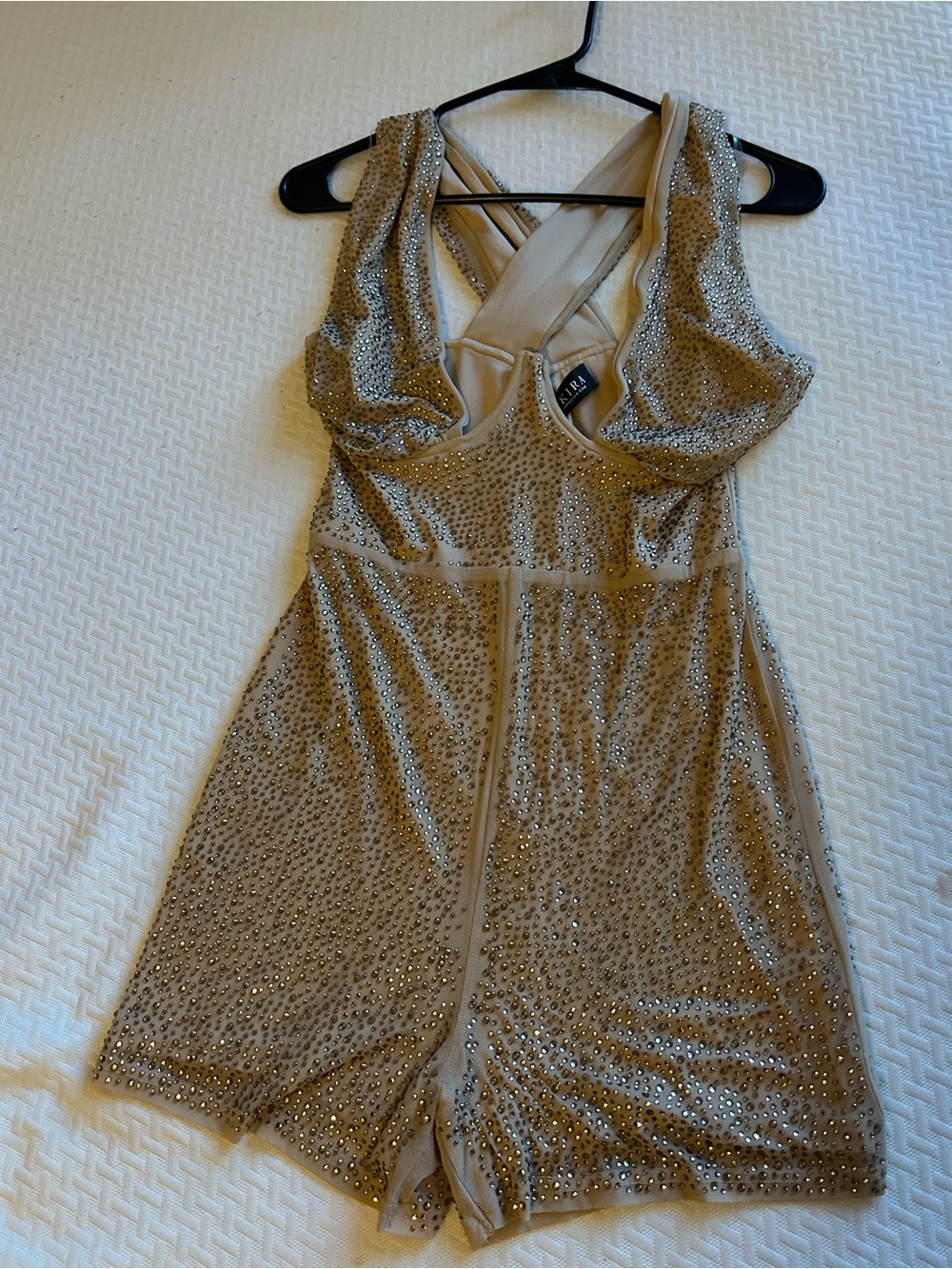 Sparkling Taupe Embellished Sleeveless Dress